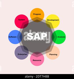 Diagram concept with SAP text and keywords. EPS 10 isolated on pink background Stock Vector