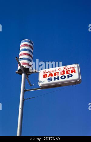 Lefevre Barber Pole, 9th and Butternut, Abilene, Texas, USA, John Margolies Roadside America Photograph Archive, 1979 Stock Photo