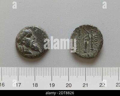 Ruler: Scilurus, Mint: Scythia, Coin of Scilurus from Scythia, 150–100 B.C., Copper, 7.10 g, 4:00, 21 mm, Made in Scythia, Greek, 2nd century B.C., Numismatics Stock Photo