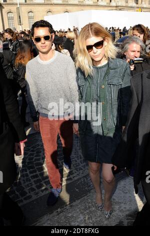 Kate Mara and boyfriend Max Minghella arriving for the Louis Vuitton Fall-Winter 2014/2015 Ready-To-Wear collection show held at Cour Carree du Louvre in Paris, France on March 5, 2014. Photo by Alban Wyters/ABACAPRESS.COM Stock Photo