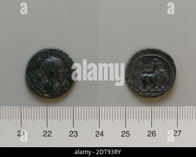 Ruler: Maximinus I, Emperor of Rome, ca. A.D. 173–238, ruled 235–38, Mint: Deultum, Thrace, Coin of Maximinus I, Emperor of Rome from Deultum, 235–38, Copper, 4.03 g, 7:00, 19 mm, Made in Deultum, Thrace, Roman, 3rd century, Numismatics Stock Photo