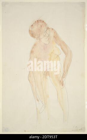 Artist, formerly attributed to: Auguste Rodin, French, 1840–1917, Sortie de Bain, Watercolor and graphite, sheet: 31.2 × 20 cm (12 5/16 × 7 7/8 in.), French, 19th century, Works on Paper - Drawings and Watercolors Stock Photo
