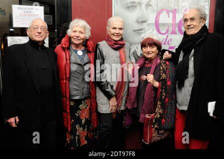 Agnes Varda, Corinne Marchand, Dorothee Blanck, Serge Korber and Michel Legrand attending the premiere of 'Cleo De 5 A 7' held at Le Champollion in Paris, France on March 18, 2014. Photo by Alban Wyters/ABACAPRESS.COM Stock Photo