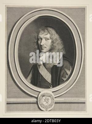 Artist: Robert Nanteuil, French, 1623–1678, Basile Fouquet, Abbé de Barbeaux et de Rigny, Chancelier des Ordres du Roi (Abbot of Barbeaux and of Rigny, Chancellor in the King’s Orders), Engraving, cut to plate, platemark: 32.6 × 24.9 cm (12 13/16 × 9 13/16 in.), Made in France, French, 17th century, Works on Paper - Prints Stock Photo