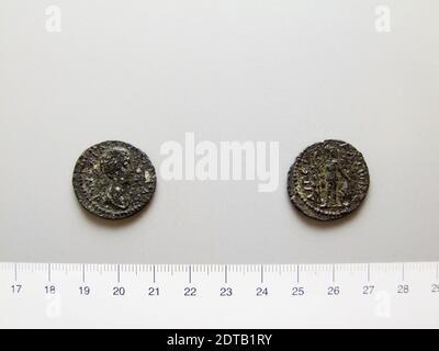 Mint, possibly by: Aegae, Coin from Aegeae, 100–199, Copper, 5.36 g, 1:00, 23.5 mm, Possibly made in Aegae, Macedonia, Roman, 2nd century, Numismatics Stock Photo