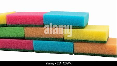Multi-colored dishwashing sponge isolate Stock Photo