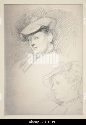 Artist: Edwin Austin Abbey, American, 1852–1911, M.A., 1897, Portrait of Mrs. Abbey: 2 views, Graphite, Wove, 36.4 × 26.5 cm (14 5/16 × 10 7/16 in.), Made in United States, American, 19th century, Works on Paper - Drawings and Watercolors Stock Photo