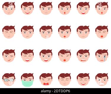 Illustration vector design of face expression boy set template Stock Vector