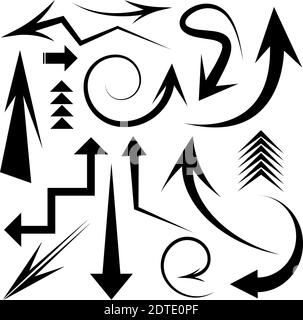 Set of vector arrows icons on white background Stock Vector