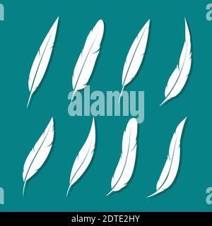 Vector group of feather white on blue background. Easy editable layered vector illustration. Wild Animals. Stock Vector