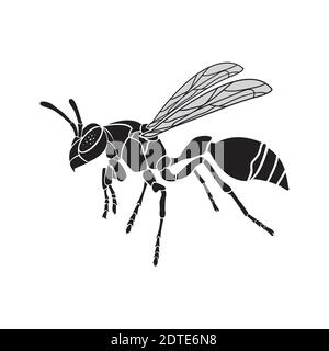 Vector of a wasp on a white background. Easy editable layered vector illustration. Wild Animals. Stock Vector