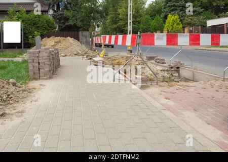 An open pit on a footpath. Banner for text with isolated white background Stock Photo