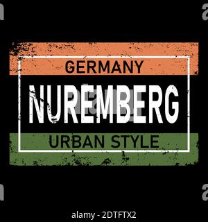 Nuremberg lettering in original style. European city for prints, advertising, identity. Hand drawn touristic art in high quality. Travel and adventure Stock Vector