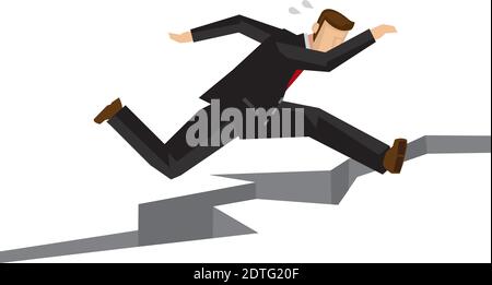 Businessman Jumping Over Obstacles Vector. Leader. Competing Race ...