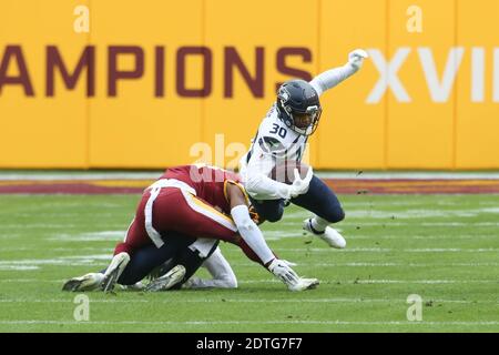 September 12, 2021: Washington Football Team strong safety Landon Collins  (26) surveys the offense during the NFL regular season game between the Los  Angeles Chargers and the Washington Football Team at FedEx