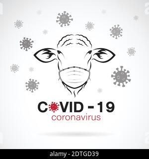 Sheeps wearing a mask to protect against the covid-19 virus., Breathing mask on sheep face flat vector icon for apps and websites. Stock Vector