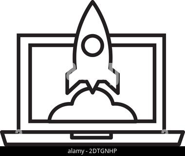 laptop with rocket launcher line style icon Stock Vector Image & Art ...