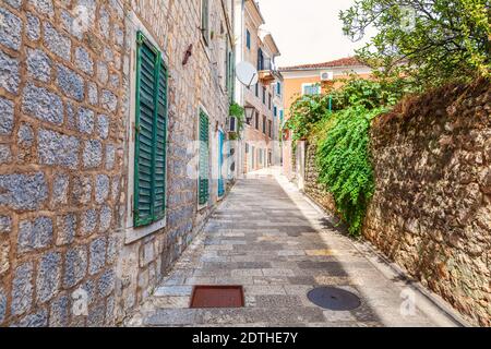 Famous narrow european streets of Herceg Novi, Montenegro