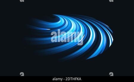 Abstract design element of blue stripes rotating in a circle, cover wallpaper design Stock Vector