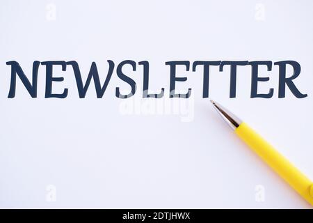 Conceptual hand writing showing Newsletter. Business photo text Bulletin periodically sent to subscribed members, white paper , copy space Stock Photo