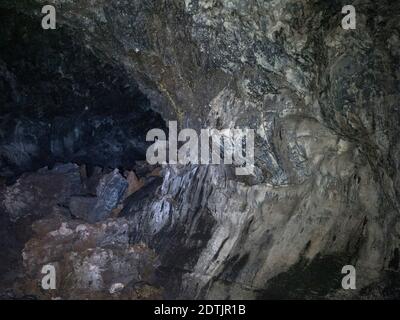 Lava tube Gruta das Torres.  Pico Island, an island in the Azores (Ilhas dos Acores) in the Atlantic ocean. The Azores are an autonomous region of Por Stock Photo