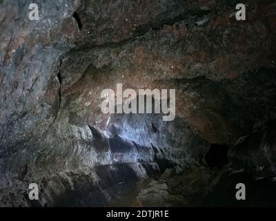 Lava tube Gruta das Torres.  Pico Island, an island in the Azores (Ilhas dos Acores) in the Atlantic ocean. The Azores are an autonomous region of Por Stock Photo