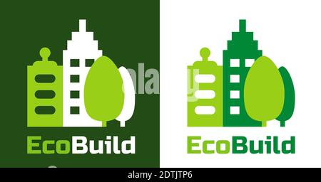 Home building logo and symbols. Eco Real estate vector logo. Vector Abstract icons green triangle. Stock Vector