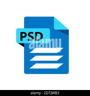 Vector blue icon PSD. File format extensions icon. flat design style. Stock Vector