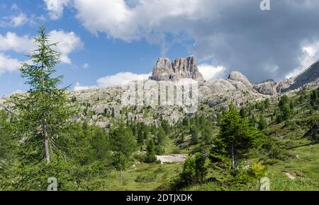 Mount  Averau in the dolomites near  Cortina d'Ampezzo.  Europe, Central Europe, Italy Stock Photo