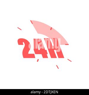 24 Hours a day service icon symbol vector. Stock Vector