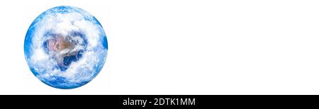 Planet Earth with a heart shaped cloud formation concept on white background Stock Photo