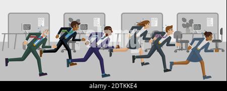 Business People Running Race Competition Concept Stock Vector