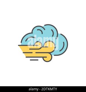 Windy weather color line icon. Editable stroke. Stock Vector