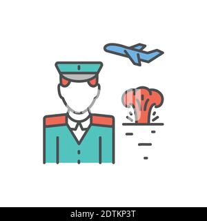 War emigrant color line icon. Editable stroke. Stock Vector
