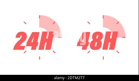48 and 24 Hours icon symbol vector. Isolated button Stock Vector