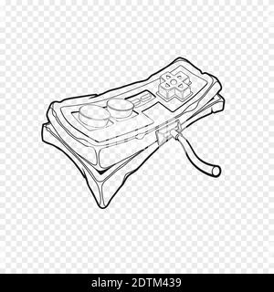 Classic retro gempad icon. Old stylized play console joystick. Simple outline joypad icon. For t-shirts prints and other projects. Vector illustration Stock Vector
