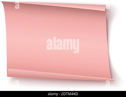 Abstract pink paper banner isolated on white background. Valentines day, birthday or other event greeting card template. Stock Vector
