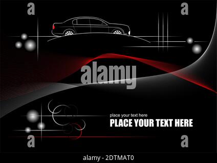 Vector abstract black hi-tech background with car sedan silhouette Stock Vector