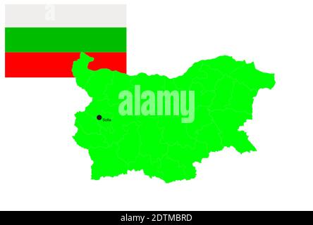 Bulgaria map and flag, vector illustration set. Stock Vector