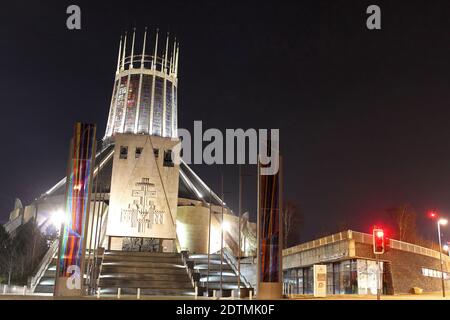 Liverpool Metropolitan Cathedral At Night Stock Photo