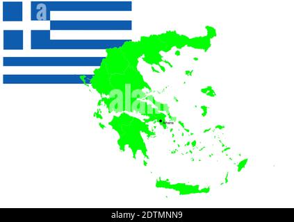 Greece map and flag, vector illustration set. Stock Vector