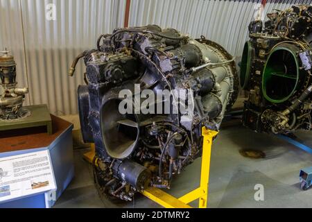 A de Havilland Goblin turbojet engine, Engine Building, Newark Air Museum, near Newark-on-Trent, Nottinghamshire, UK. Stock Photo