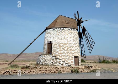 Spain, Canary Island, Fuerteventura, old windmill in Tefia named Molino de Tefia Stock Photo