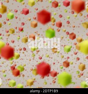 Abstract seamless flying colorful cube background. Pattern with random small colorful cubes Stock Photo