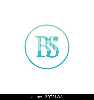 Circle gradient color letter BS Lettermark logo design vector. Lettermark BS logo with gradient color inside a circle shape ring Stock Vector