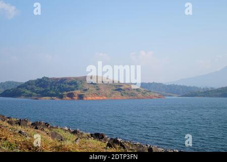 Reservoir of banasura sagar dam in wayanad, Kerala, India. It is the largest earth dam in India and second largest in asia. Stock Photo