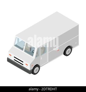 Parcel, mail delivery truck, postal car isolated on white background. Delivery service transport. Vector Stock Vector