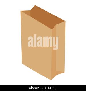 Brown recycled paper shopping bag on white background. Isometric view. Vector Stock Vector