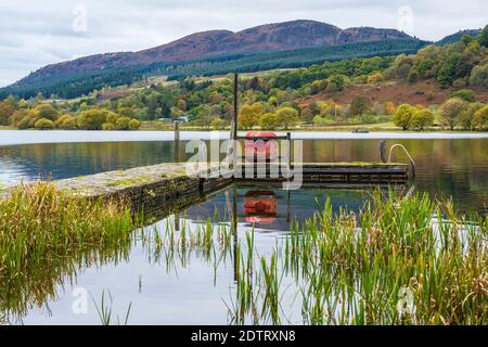 Landing stage on Lake of Menteith in the Trossachs, Scotland, UK Stock Photo