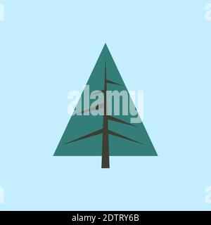 Stylized green and gray pine tree on ice blue background. Stock Vector